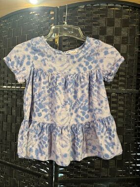 Girls' Blue Tie-Dye Peplum Top - Kids Shirts & Tops